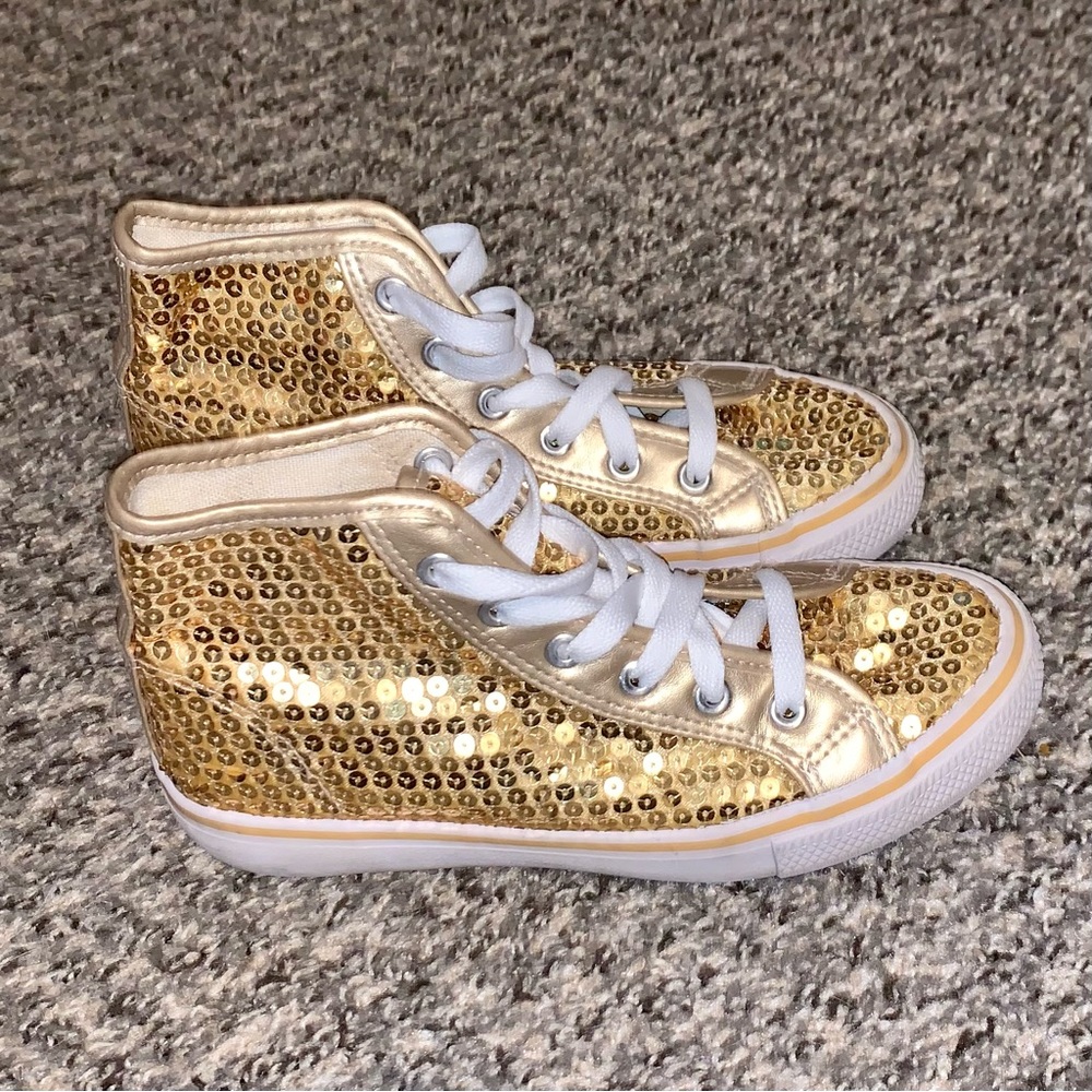 ๐ Gold Sequin High-Top Sneakers ๐ - Picture 4 of 5